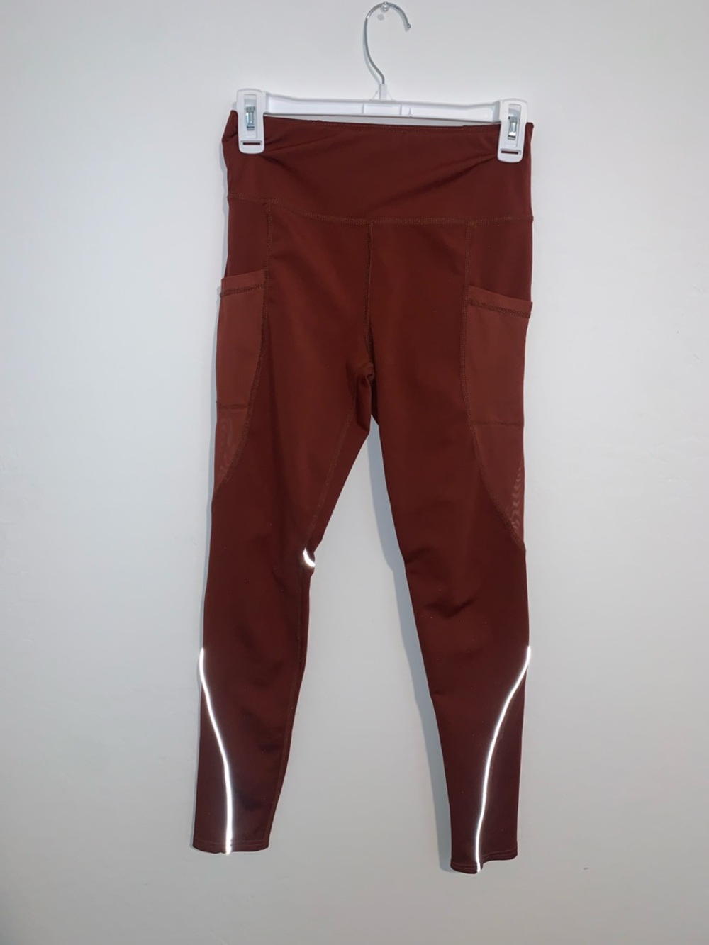 Rust Brown High-Rise Leggings with Side Pockets